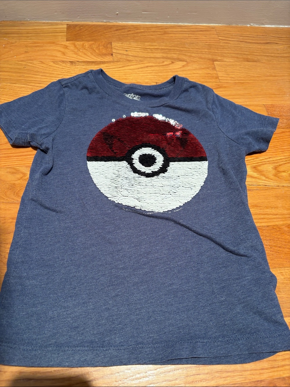Pokémon Kids Navy Blue Sequin Poké Ball T‑Shirt